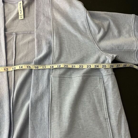 Athleta Lotus Wrap Blue Open Front Cardigan Sweater Women's Size S/M Str… - Picture 7 of 8